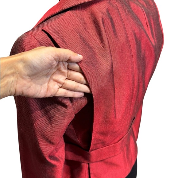 Akris Red Silk Cashmere Blend Tailored Blazer Swiss Luxury Minimalist Size 6 - Picture 6 of 12